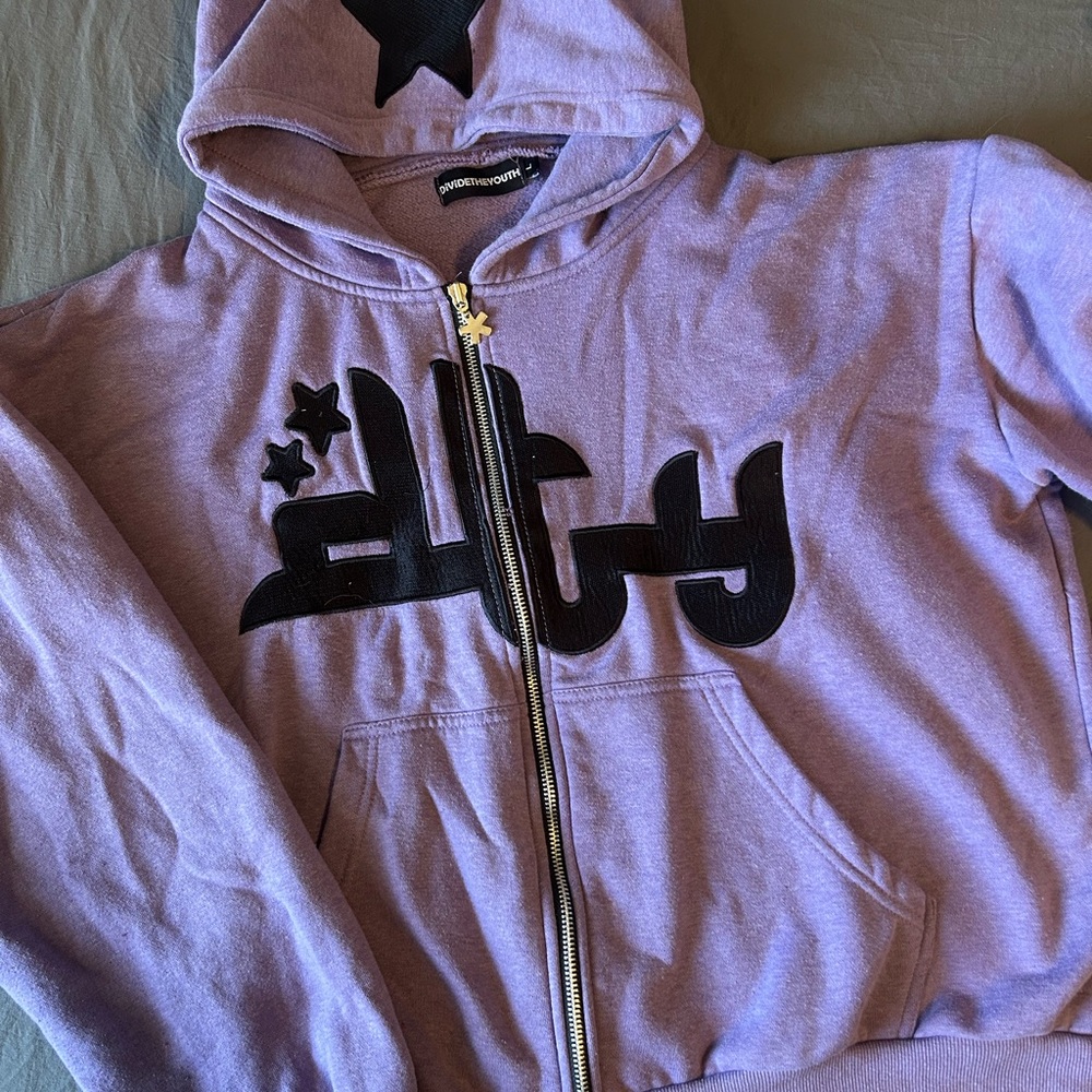 Purple Hoodie with Black Star Accents